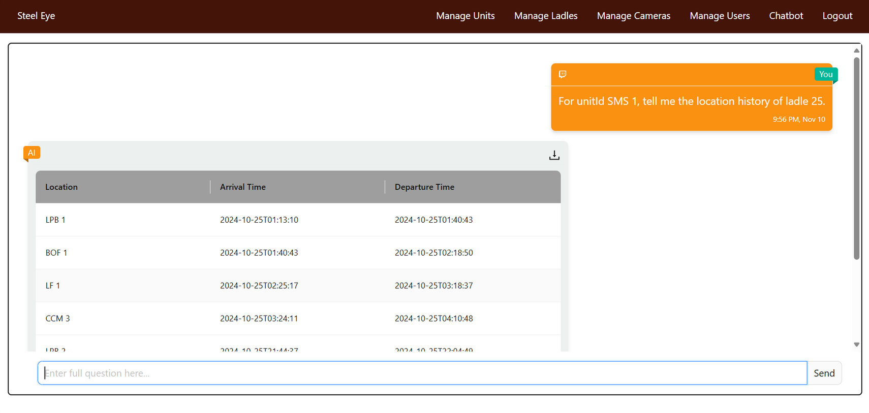 Chatbot interface